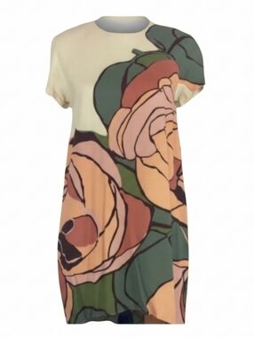 Hoss Intropia Abstract Rose Floral Shift Dress 40